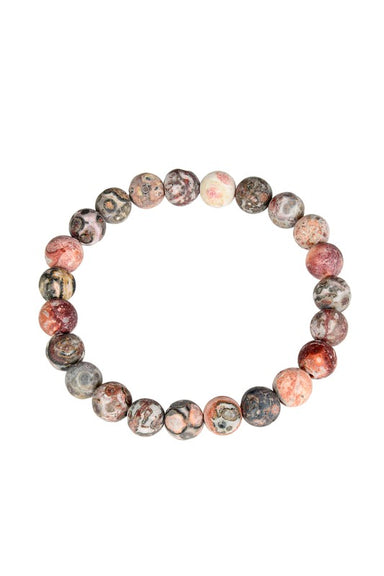 Red Leopard Skin Stone Stretch Bracelet - Coco and lulu boutique