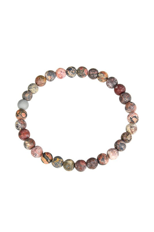Red Leopard Skin Stone Stretch Bracelet - Coco and lulu boutique