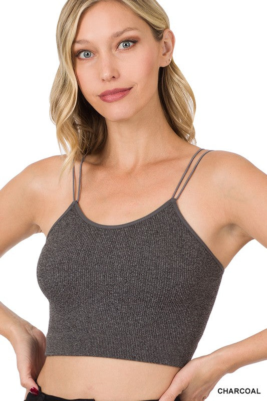 RIBBED SEAMLESS DOUBLE STRAP BRAMI - Coco and lulu boutique