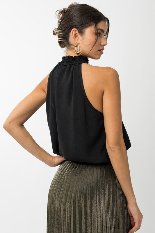 Sleeveless Smocking Halter Neck Top - Coco and lulu boutique