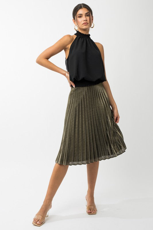 Sleeveless Smocking Halter Neck Top - Coco and lulu boutique