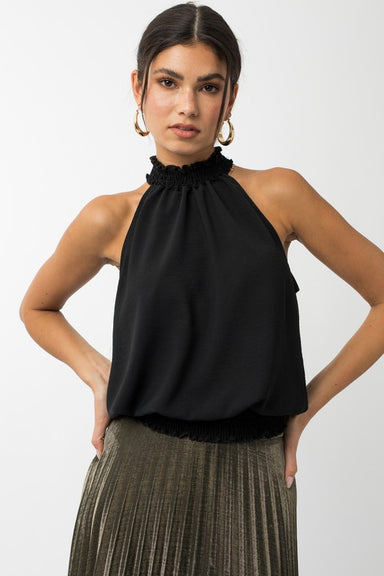 Sleeveless Smocking Halter Neck Top - Coco and lulu boutique