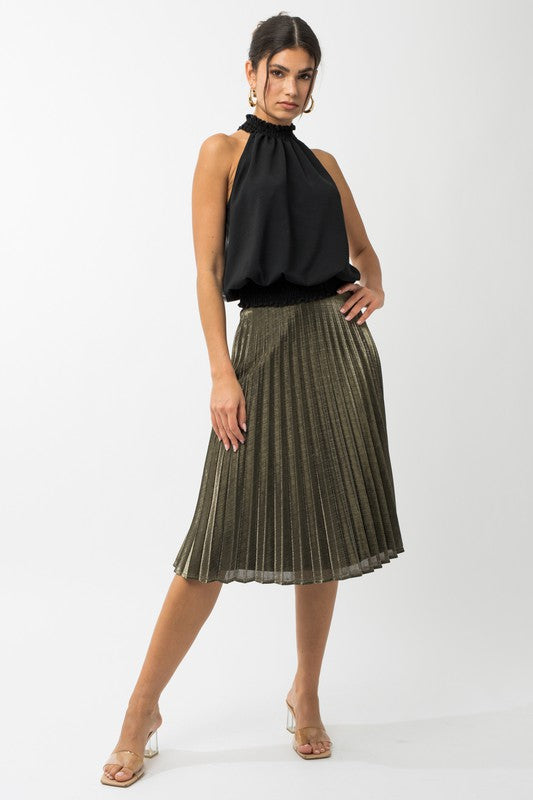 Sleeveless Smocking Halter Neck Top - Coco and lulu boutique