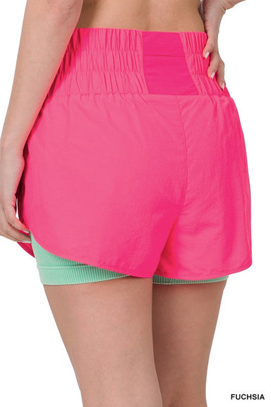 GYM DAY WINDBREAKER SMOCKED WAISTBAND RUNNING SHORTS - Coco and lulu boutique