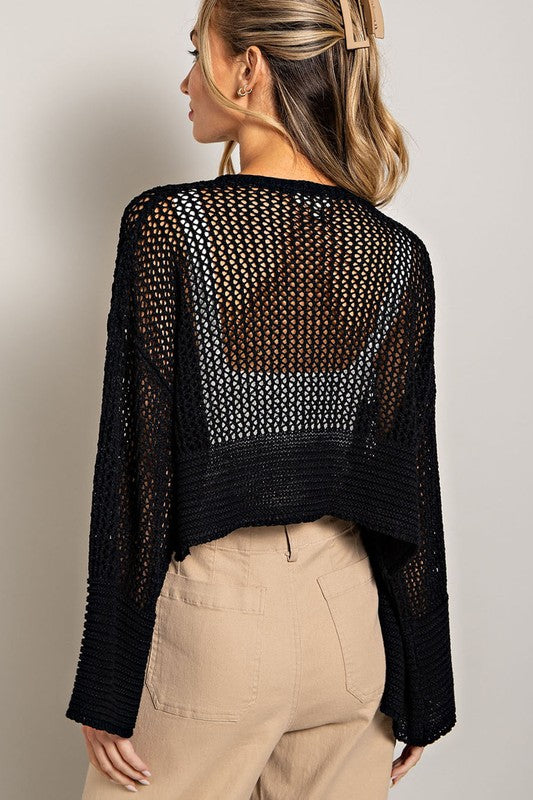 LOGAN EYELET KNIT CARDIGAN - Coco and lulu boutique