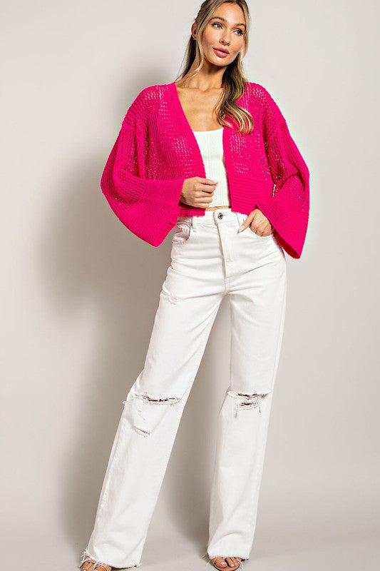 LOGAN EYELET KNIT CARDIGAN - Coco and lulu boutique