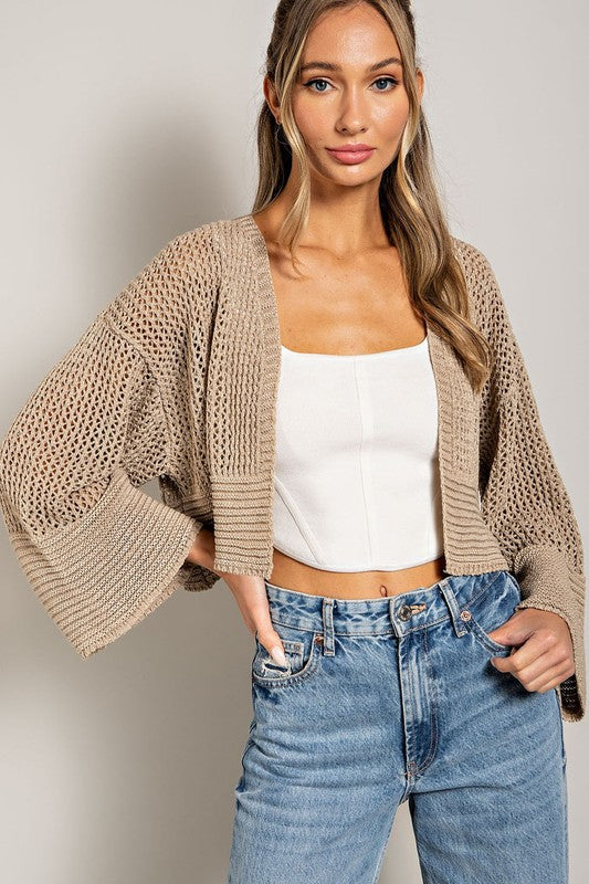 LOGAN EYELET KNIT CARDIGAN - Coco and lulu boutique