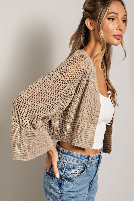 LOGAN EYELET KNIT CARDIGAN - Coco and lulu boutique
