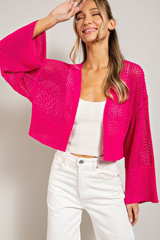 LOGAN EYELET KNIT CARDIGAN - Coco and lulu boutique