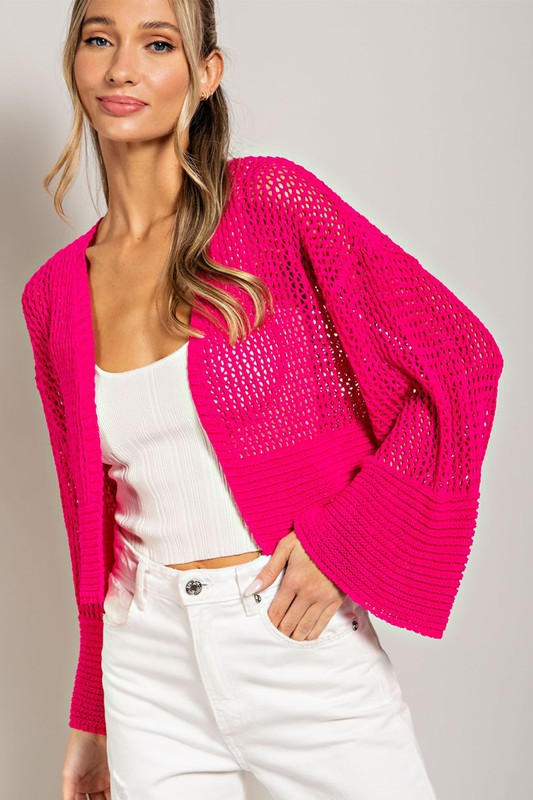 LOGAN EYELET KNIT CARDIGAN - Coco and lulu boutique