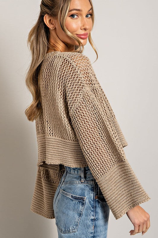 LOGAN EYELET KNIT CARDIGAN - Coco and lulu boutique