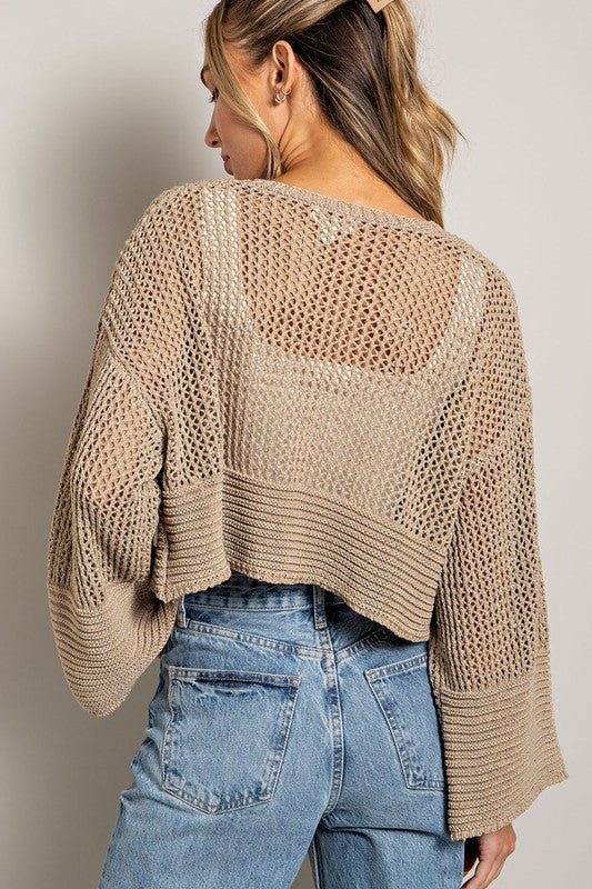 LOGAN EYELET KNIT CARDIGAN - Coco and lulu boutique