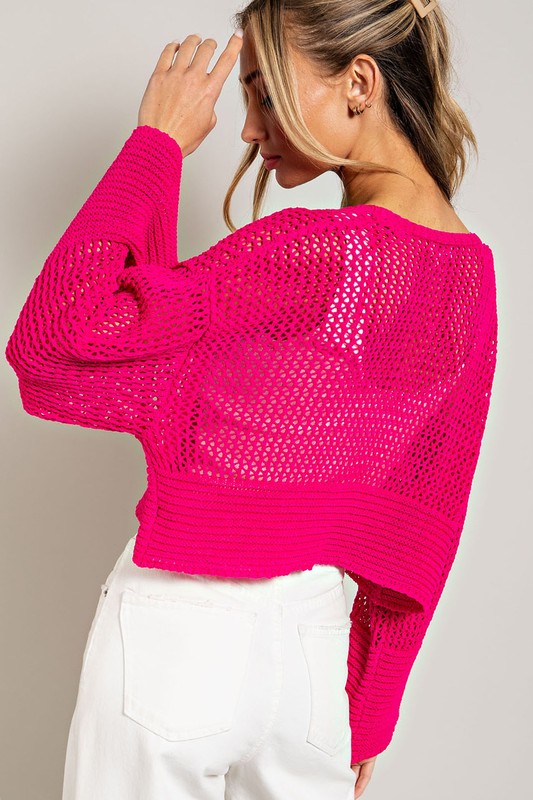 LOGAN EYELET KNIT CARDIGAN - Coco and lulu boutique