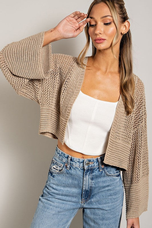 LOGAN EYELET KNIT CARDIGAN - Coco and lulu boutique