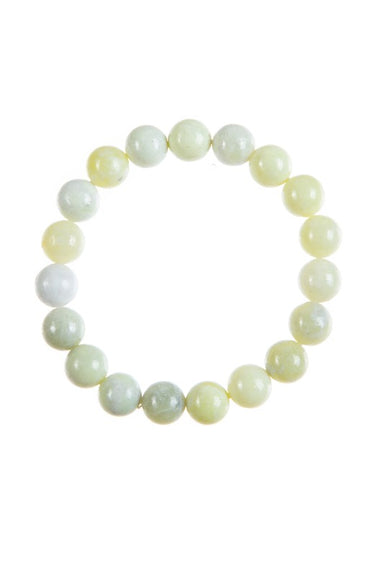 Cyan Jade Stone Bead Stretch Bracelet - Coco and lulu boutique