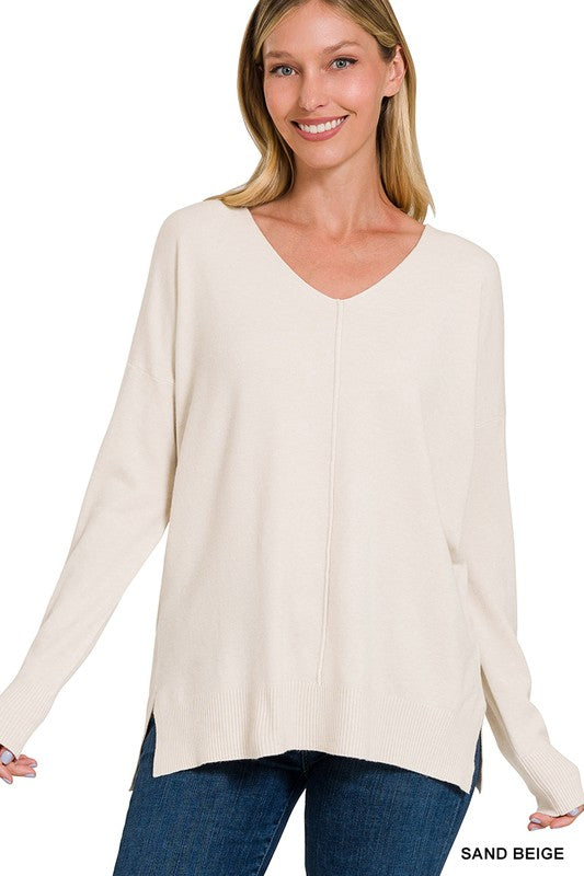 ALEXIS GARMENT DYED FRONT SEAM SWEATER - Coco and lulu boutique