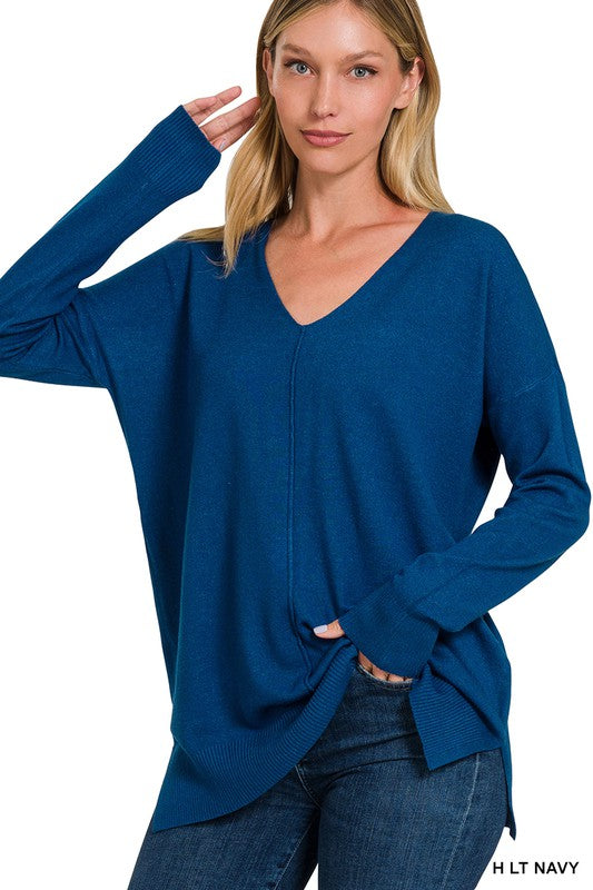 ALEXIS GARMENT DYED FRONT SEAM SWEATER - Coco and lulu boutique