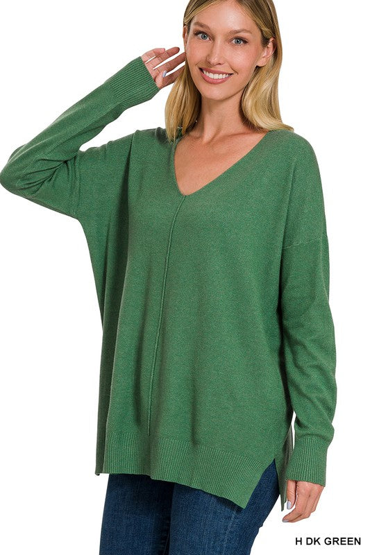 ALEXIS GARMENT DYED FRONT SEAM SWEATER - Coco and lulu boutique
