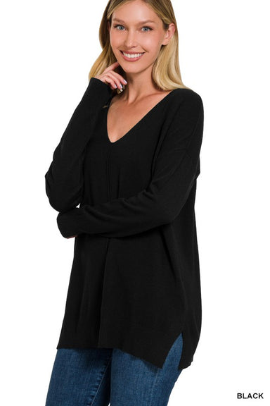 ALEXIS GARMENT DYED FRONT SEAM SWEATER - Coco and lulu boutique