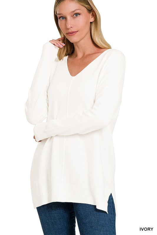 ALEXIS GARMENT DYED FRONT SEAM SWEATER - Coco and lulu boutique