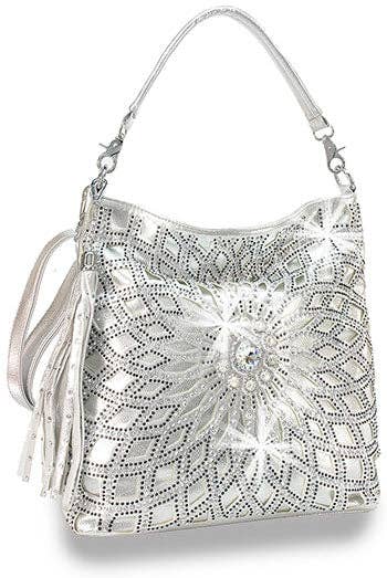 Rhinestone Design Layered Hobo: Taupe - Coco and lulu boutique
