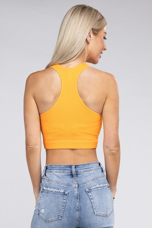 Free Spirit Ribbed Cropped Racerback Tank Top - Coco and lulu boutique
