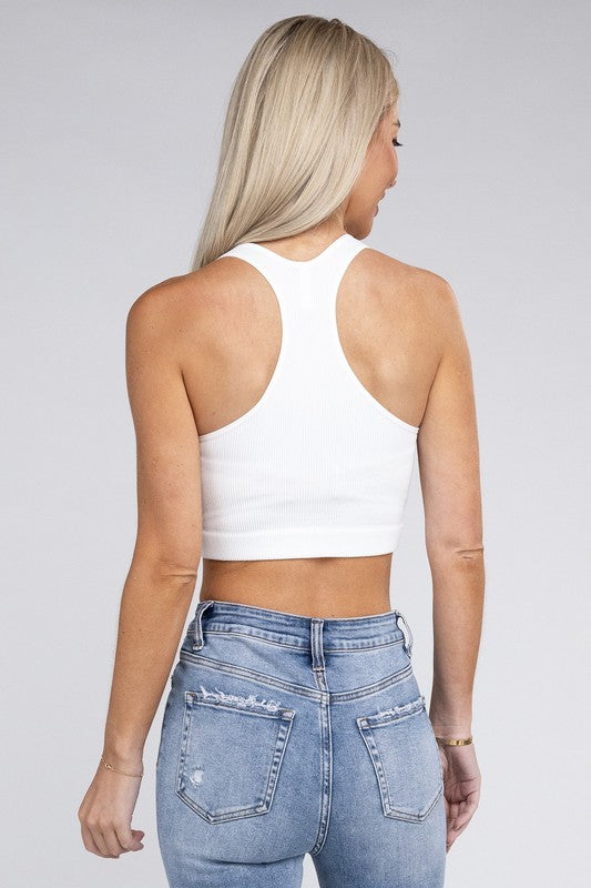 Free Spirit Ribbed Cropped Racerback Tank Top - Coco and lulu boutique