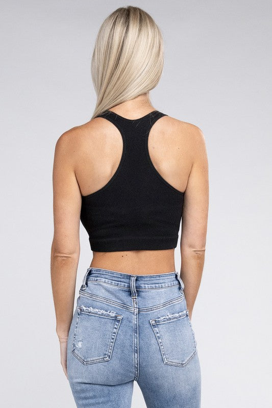 Free Spirit Ribbed Cropped Racerback Tank Top - Coco and lulu boutique
