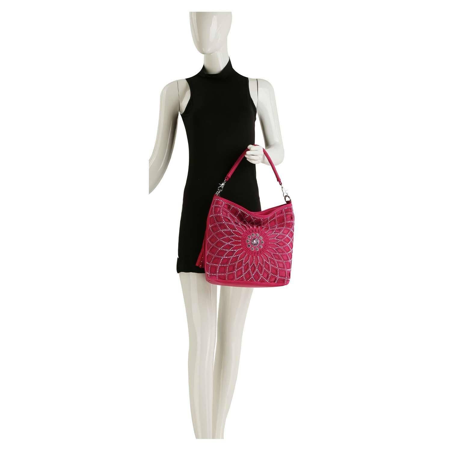 Rhinestone Design Layered Hobo: Taupe - Coco and lulu boutique