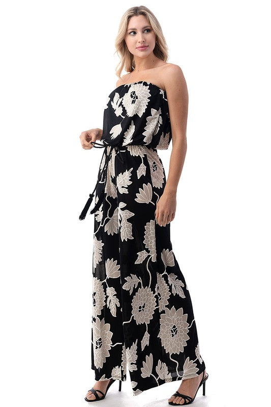 Ava Black Floral Women's Jumpsuit - Coco and lulu boutique