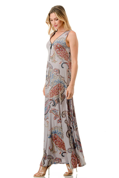Ari Mixed Paisley Print Sleeveless Maxi Dress - Coco and lulu boutique