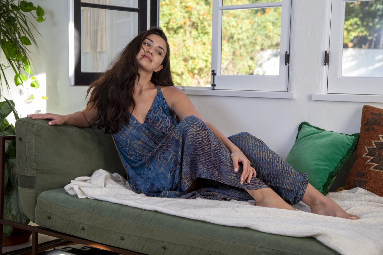 The Bora Bora Collection Women's Jumpsuit in Montauk Denim Raindrop with Pocket, - Coco and lulu boutique