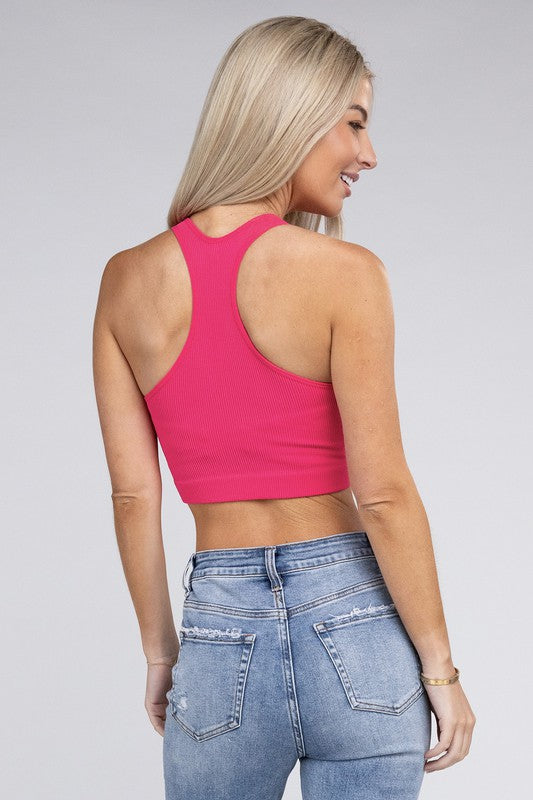 Free Spirit Ribbed Cropped Racerback Tank Top - Coco and lulu boutique