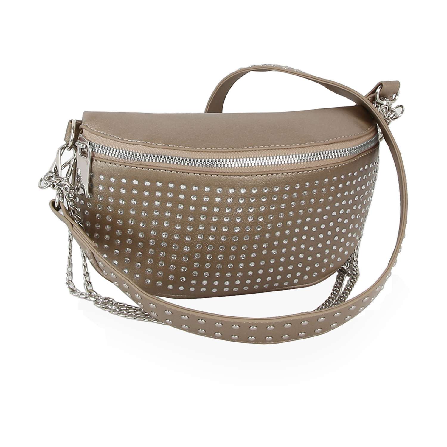 Stylish Studded Crossbody Bag: Pewter - Coco and lulu boutique