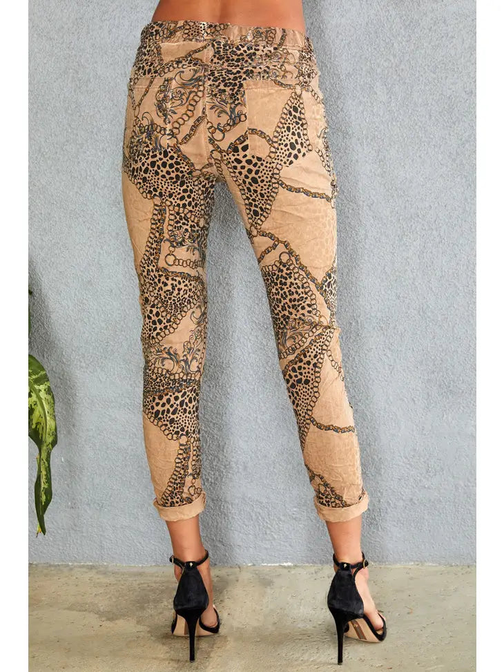 Italian Chains and Cheetah Crinkle Jogger - Coco and lulu boutique
