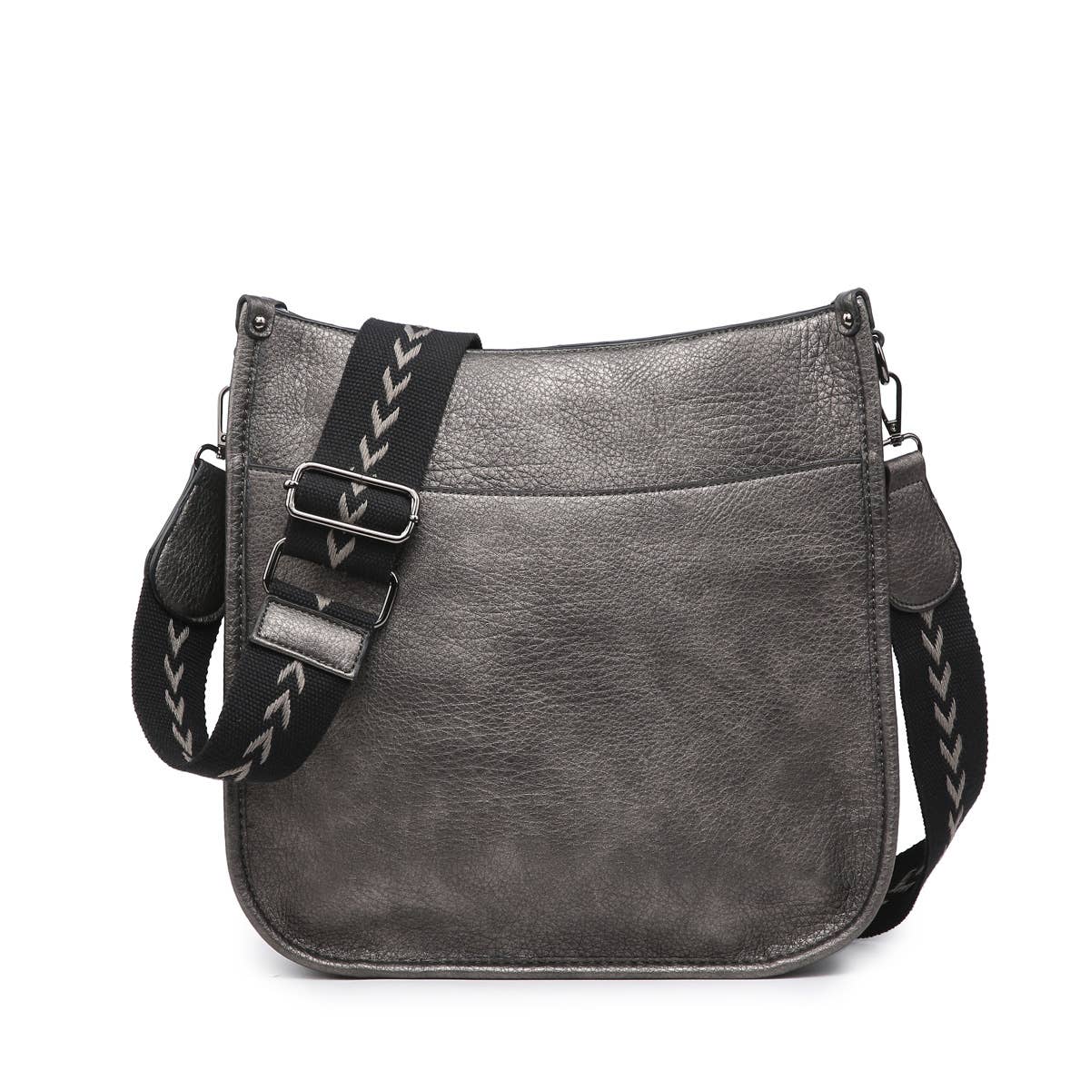 Chloe Gun Metal Crossbody with Guitar Strap - Coco and lulu boutique