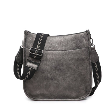 Chloe Gun Metal Crossbody with Guitar Strap - Coco and lulu boutique