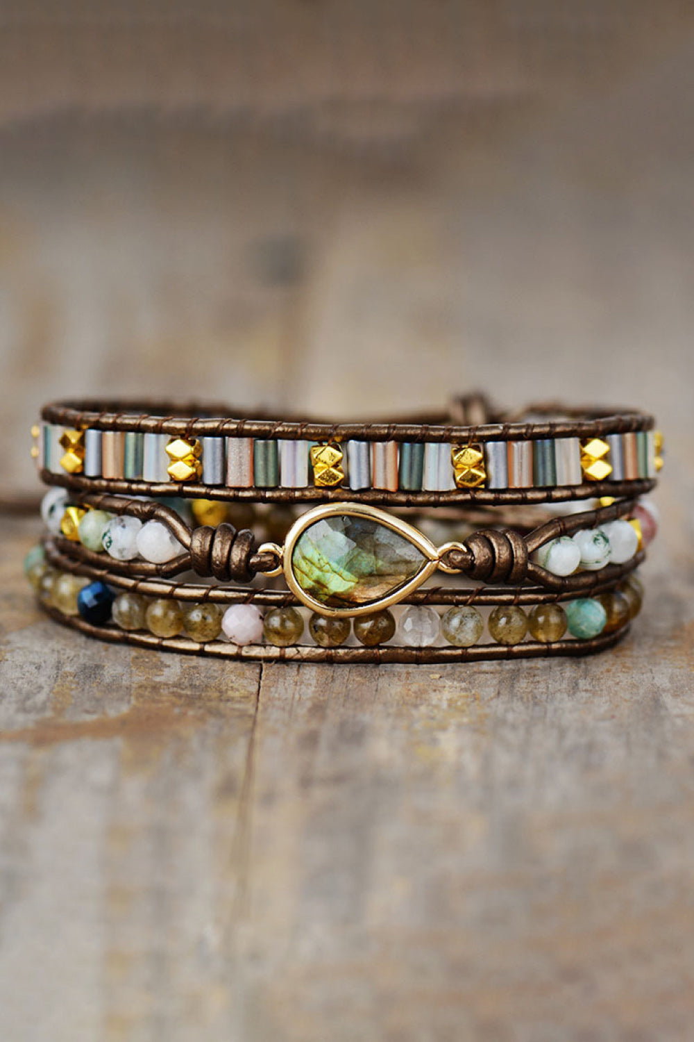 Handmade Triple Layer Beaded Wrap  Bracelet - Coco and lulu boutique
