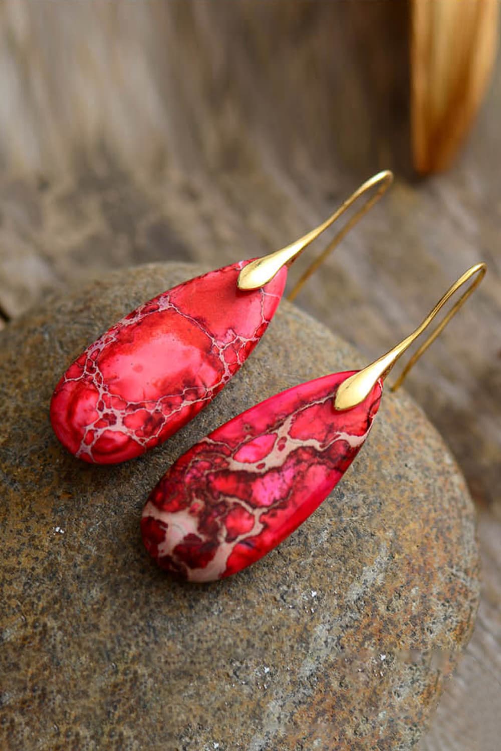 Handmade Teardrop Shape Natural Stone Dangle Earrings - Coco and lulu boutique