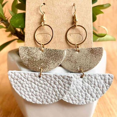 Geometrical Shape Dangle Leather Earrings - Coco and lulu boutique