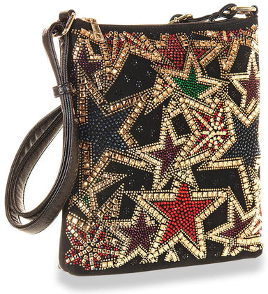 Star Design Rhinestone Crossbody: Black - Coco and lulu boutique