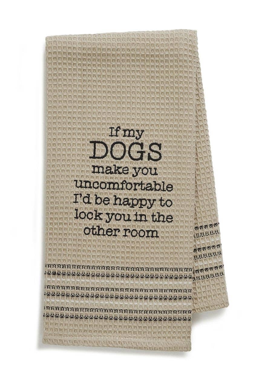 Happy Dog Waffle-Weave Dishtowel - Coco and lulu boutique