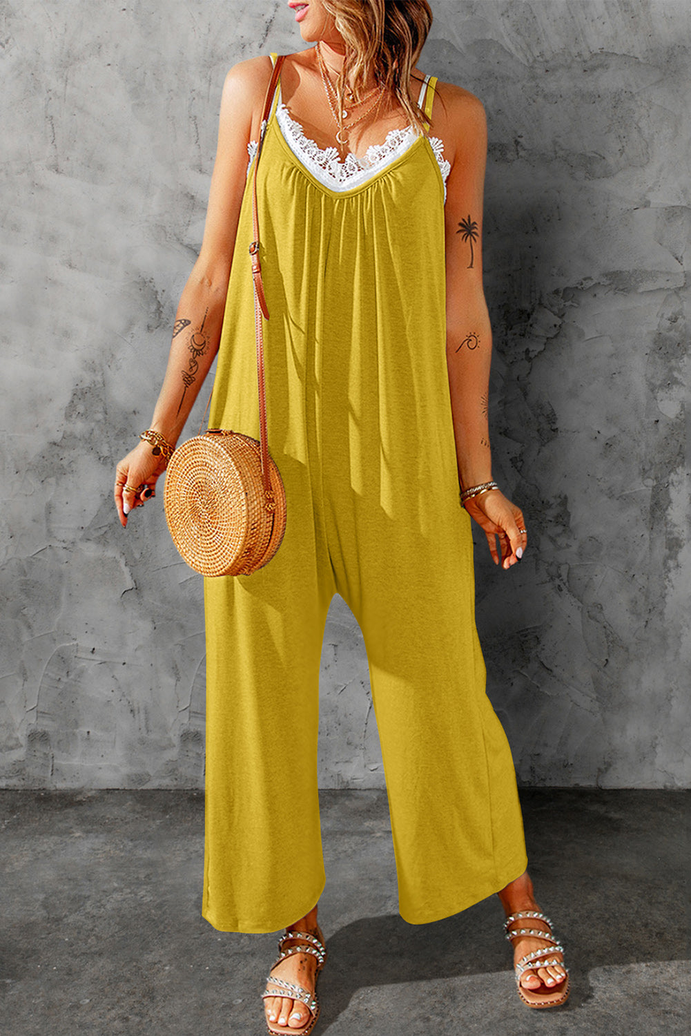 Skyler Spaghetti Strap Wide Leg Jumpsuit - Coco and lulu boutique