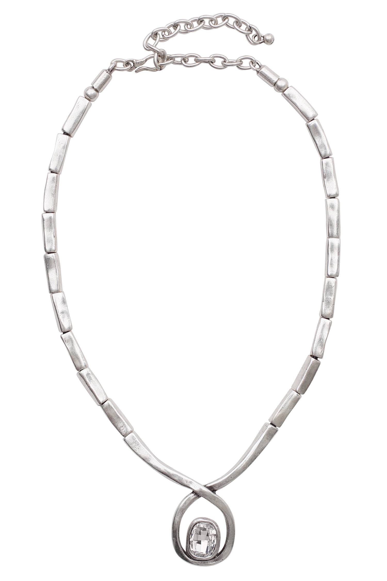 Handmade Crystal Pewter Necklace - Coco and lulu boutique