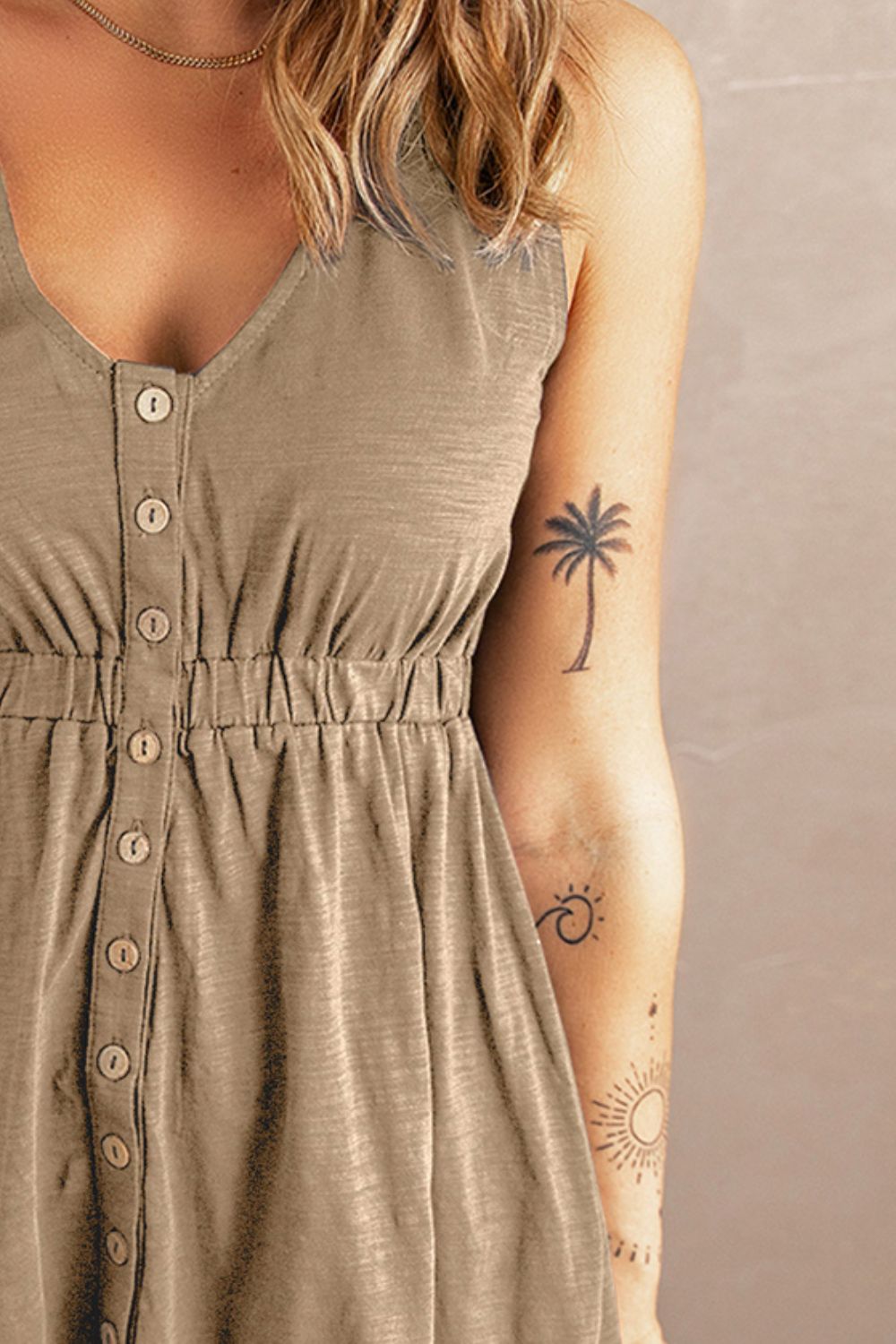 Gracie Sleeveless Button Down Mini Dress - Coco and lulu boutique
