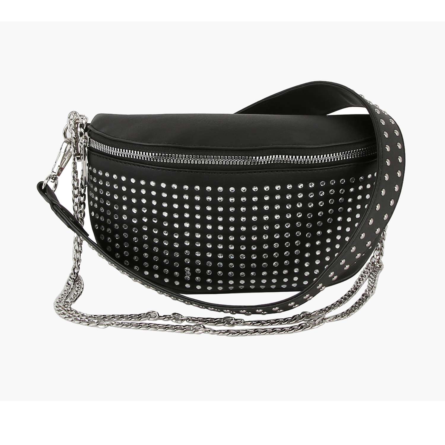 Stylish Studded Crossbody Bag: Black - Coco and lulu boutique