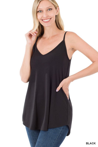 FRONT AND BACK REVERSIBLE SPAGHETTI CAMI - Coco and lulu boutique