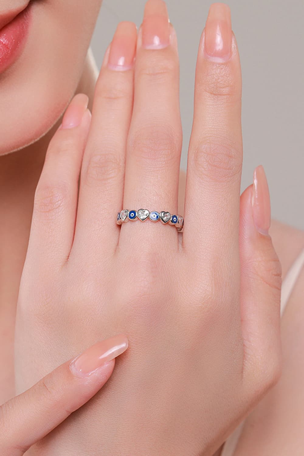 Protection 925 Sterling Silver Heart Shape Zircon Ring - Coco and lulu boutique