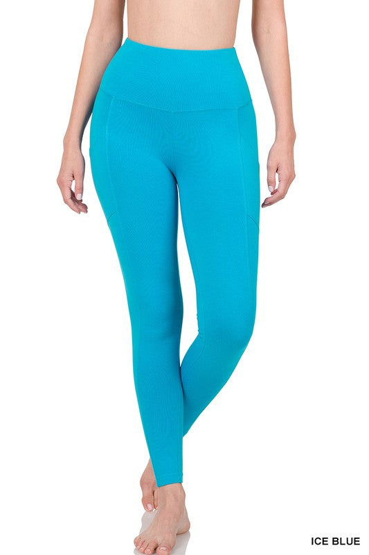 BETTER COTTON WIDE WAISTBAND POCKET LEGGINGS - Coco and lulu boutique