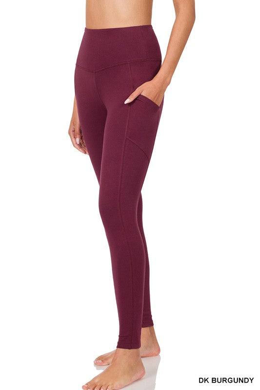BETTER COTTON WIDE WAISTBAND POCKET LEGGINGS - Coco and lulu boutique
